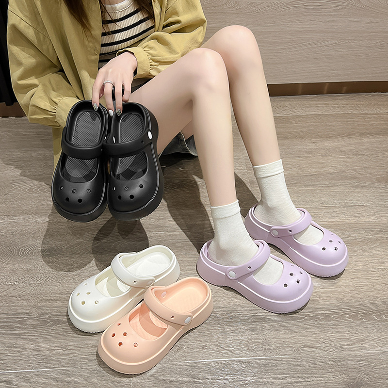 Mary Jane cute bun top platform Crocs