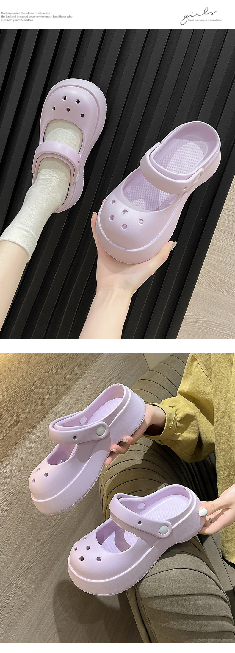 Mary Jane cute bun top platform Crocs