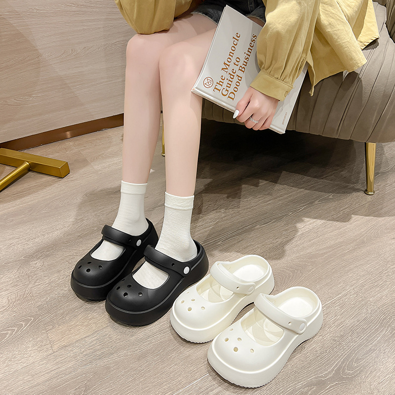Mary Jane cute bun top platform Crocs