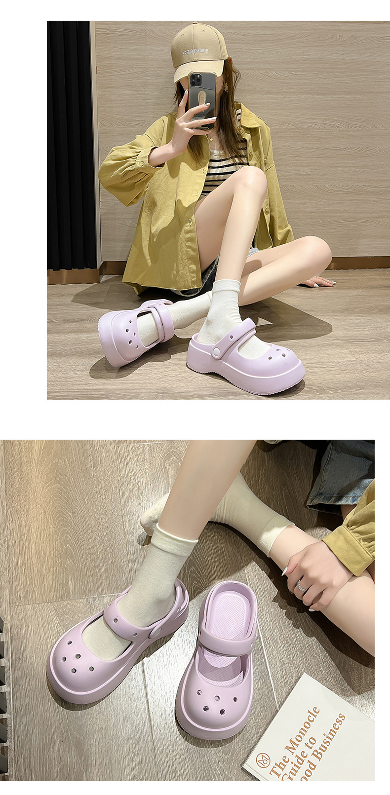 Mary Jane cute bun top platform Crocs