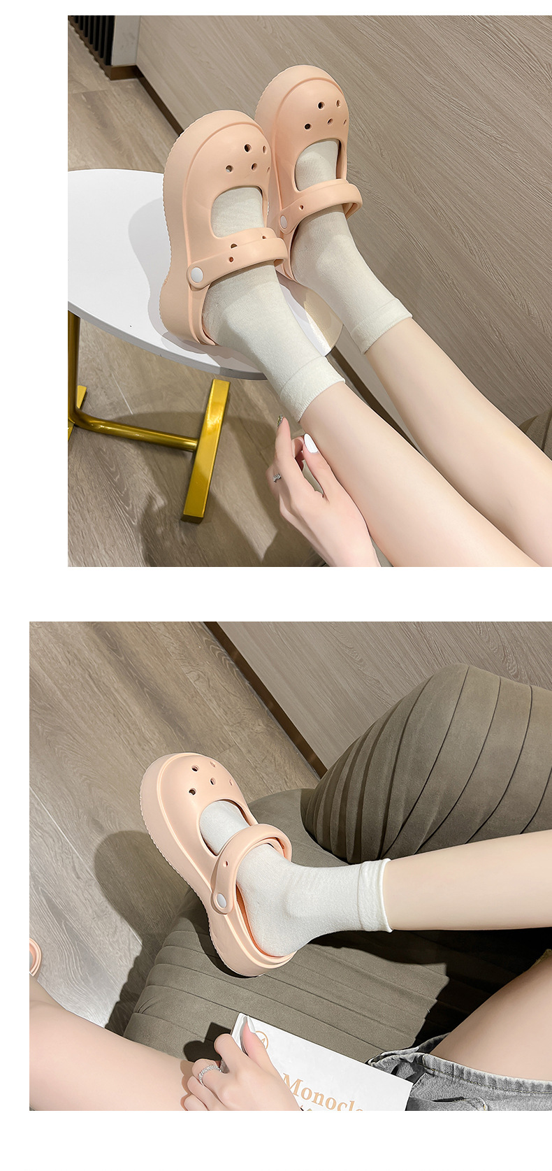 Mary Jane cute bun top platform Crocs