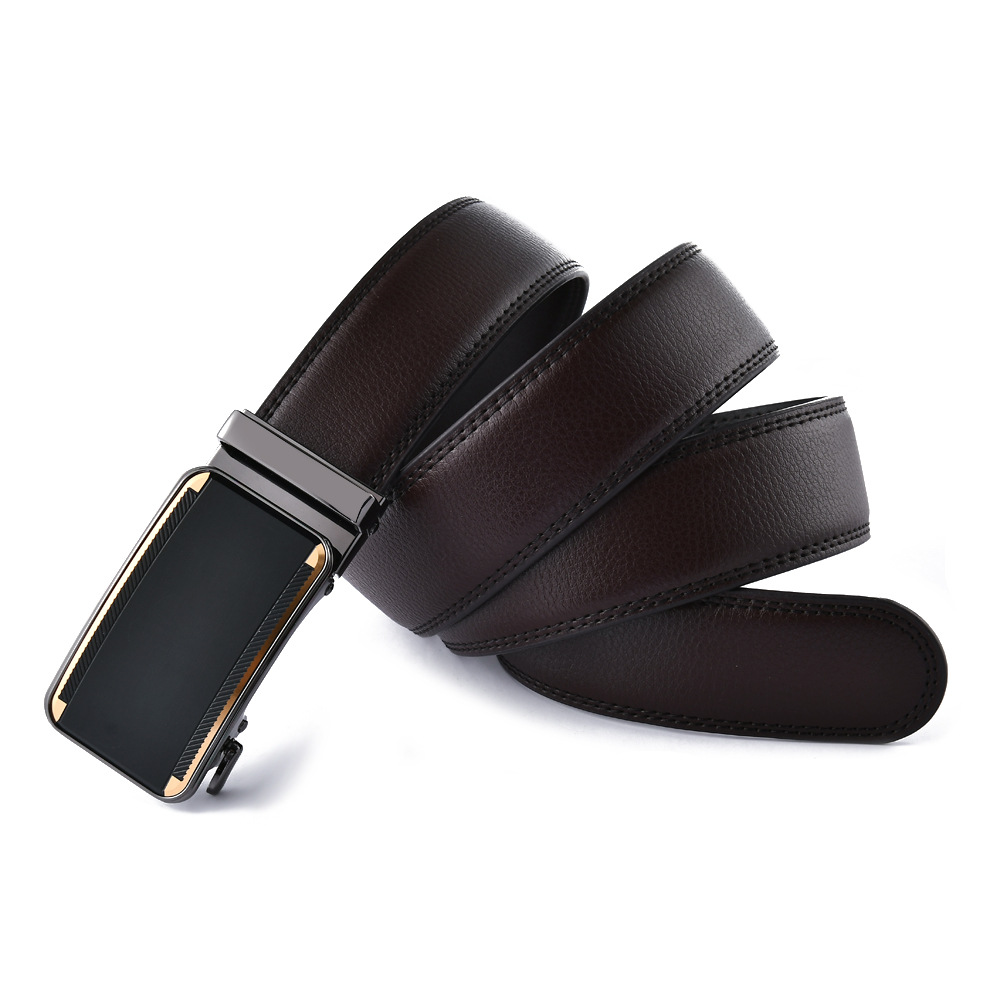 Men’s leather belt automatic buckle belt