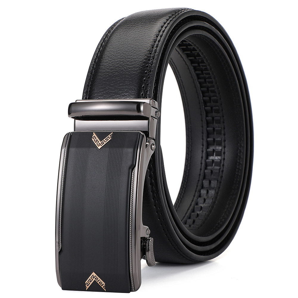 Men’s leather belt automatic buckle belt