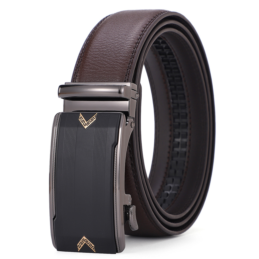 Men’s leather belt automatic buckle belt