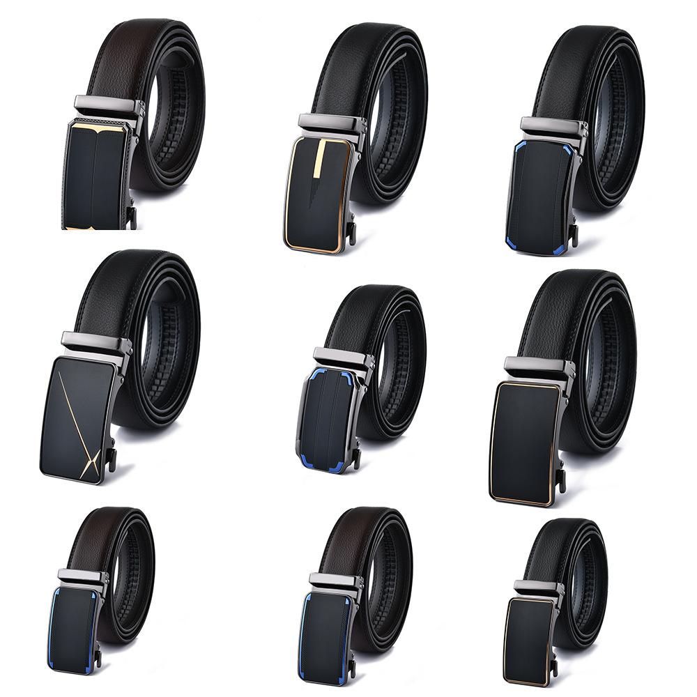 Men’s leather belt automatic buckle belt