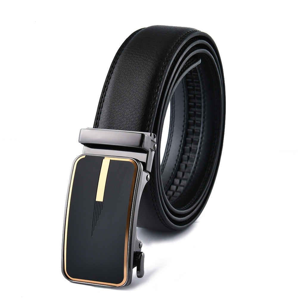 Men’s leather belt automatic buckle belt
