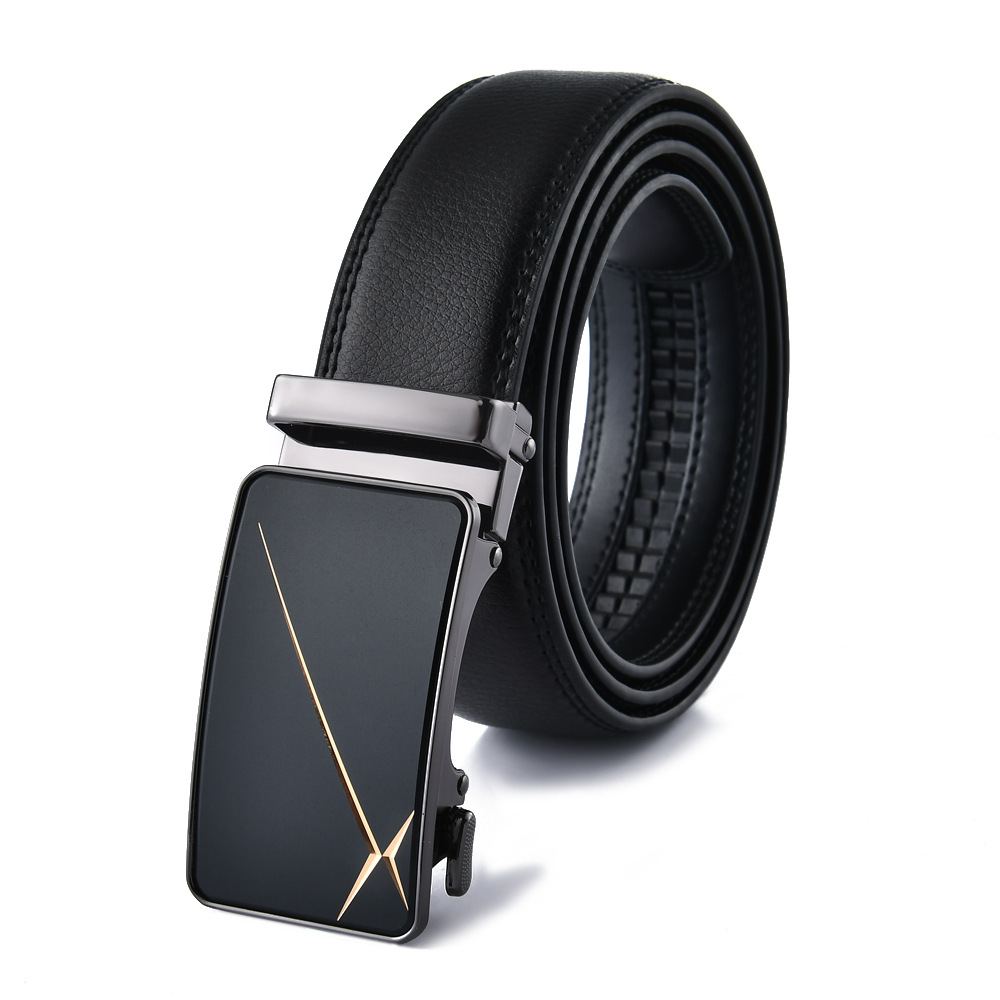 Men’s leather belt automatic buckle belt