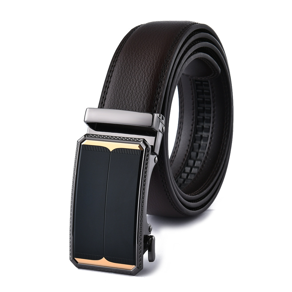 Men’s leather belt automatic buckle belt