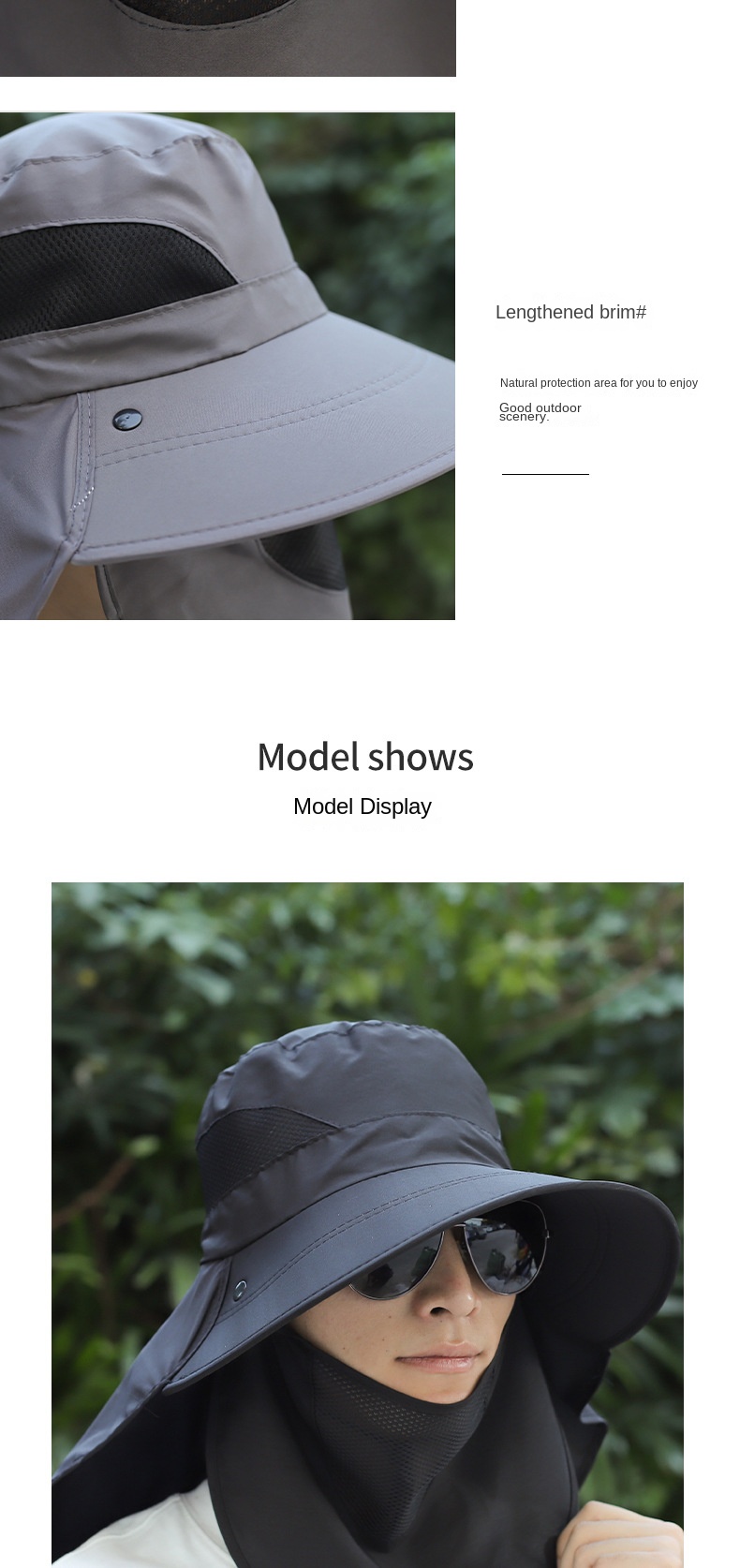 Men’s solid color sun hat shawl hat neck guard breathable fishing hat