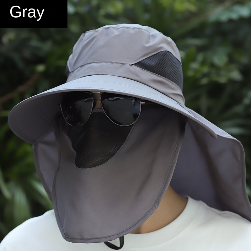 Men’s solid color sun hat shawl hat neck guard breathable fishing hat