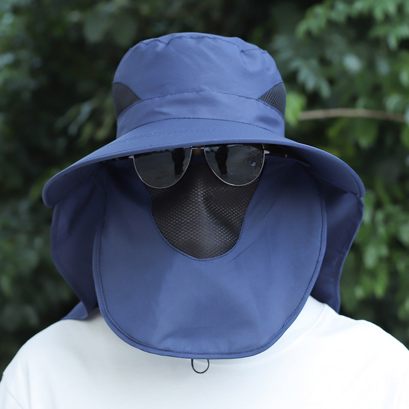 Men’s solid color sun hat shawl hat neck guard breathable fishing hat