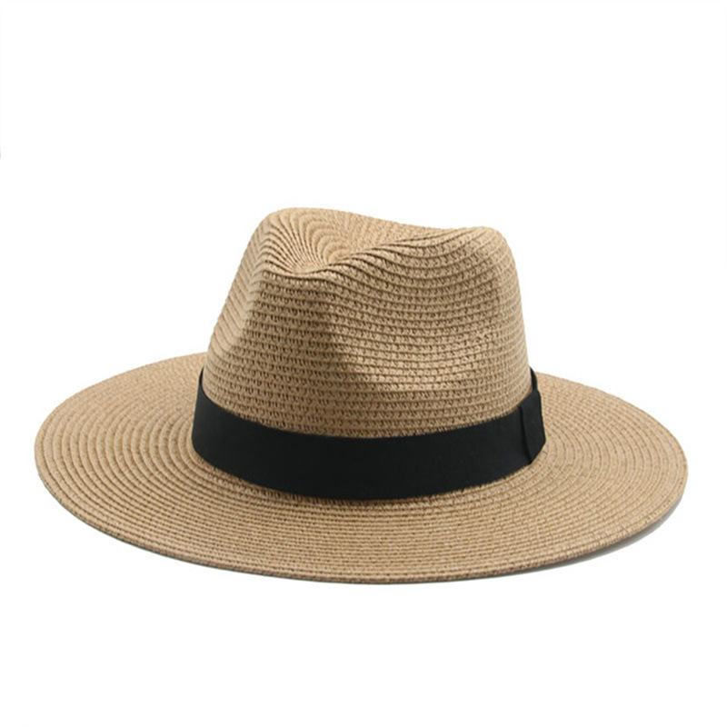 Men’s straw hat Black ribbon Panama straw top hat