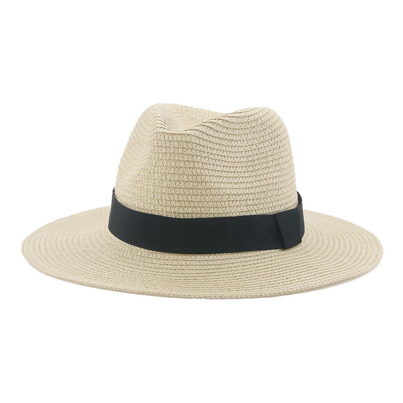 Men’s straw hat Black ribbon Panama straw top hat