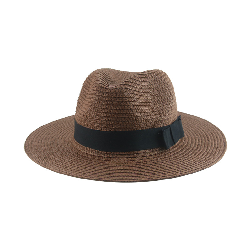 Men’s straw hat Black ribbon Panama straw top hat