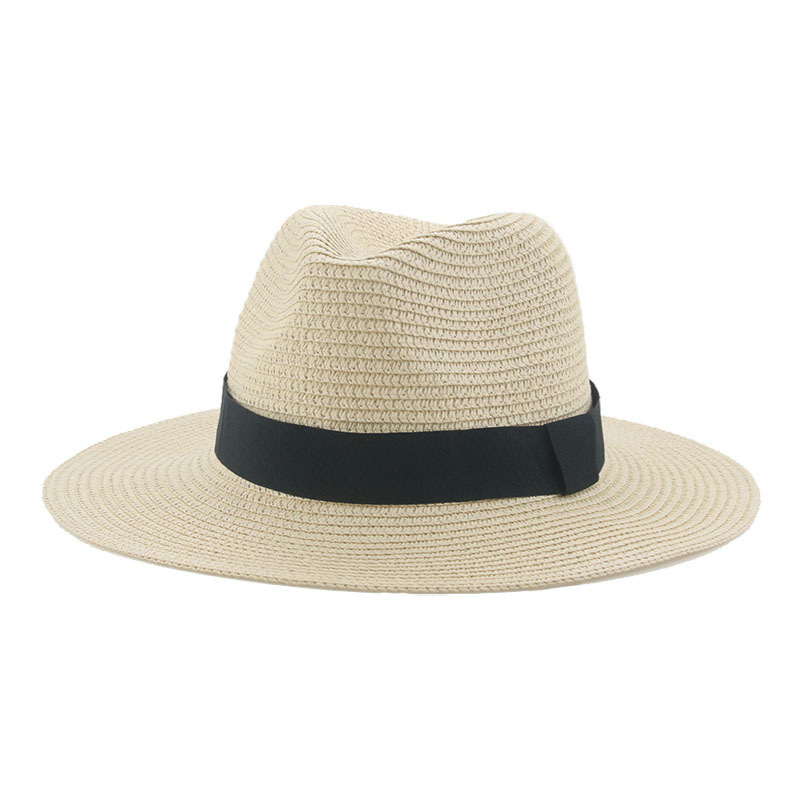 Men’s straw hat Black ribbon Panama straw top hat