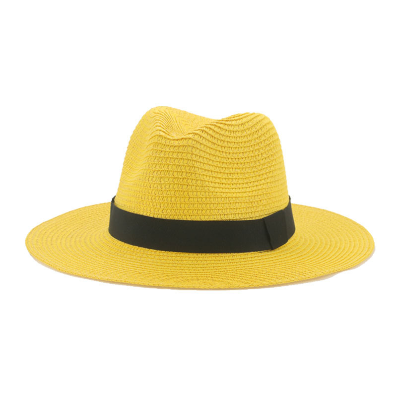 Men’s straw hat Black ribbon Panama straw top hat