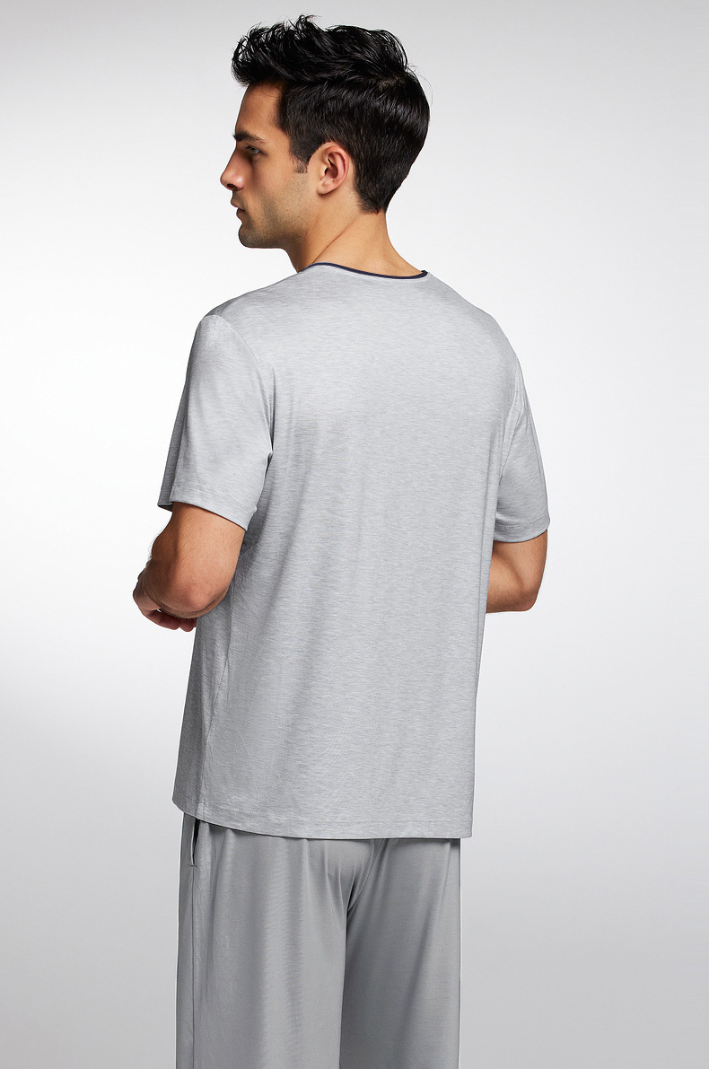 Modal wine-neck men’s short-sleeved shorts suit