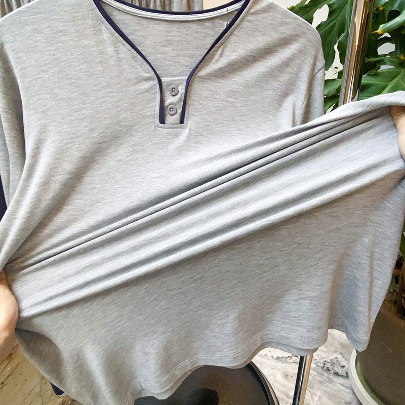 Modal wine-neck men’s short-sleeved shorts suit