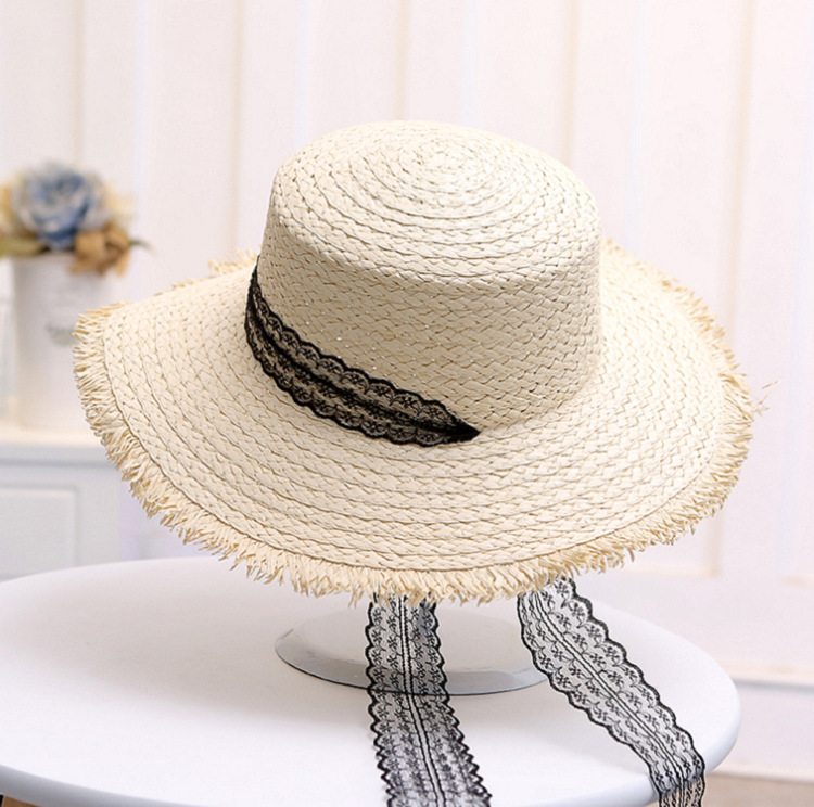 Monochrome lace woolen flat hat sunshade hat
