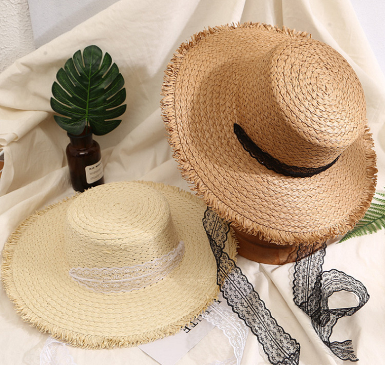 Monochrome lace woolen flat hat sunshade hat