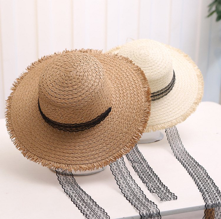 Monochrome lace woolen flat hat sunshade hat