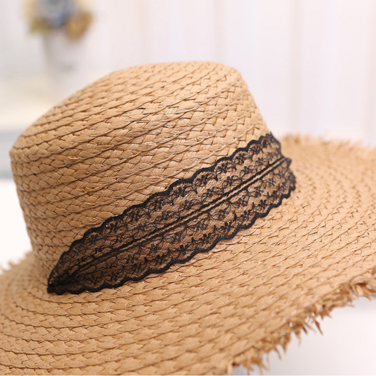 Monochrome lace woolen flat hat sunshade hat