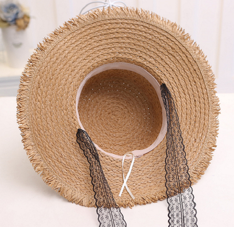 Monochrome lace woolen flat hat sunshade hat
