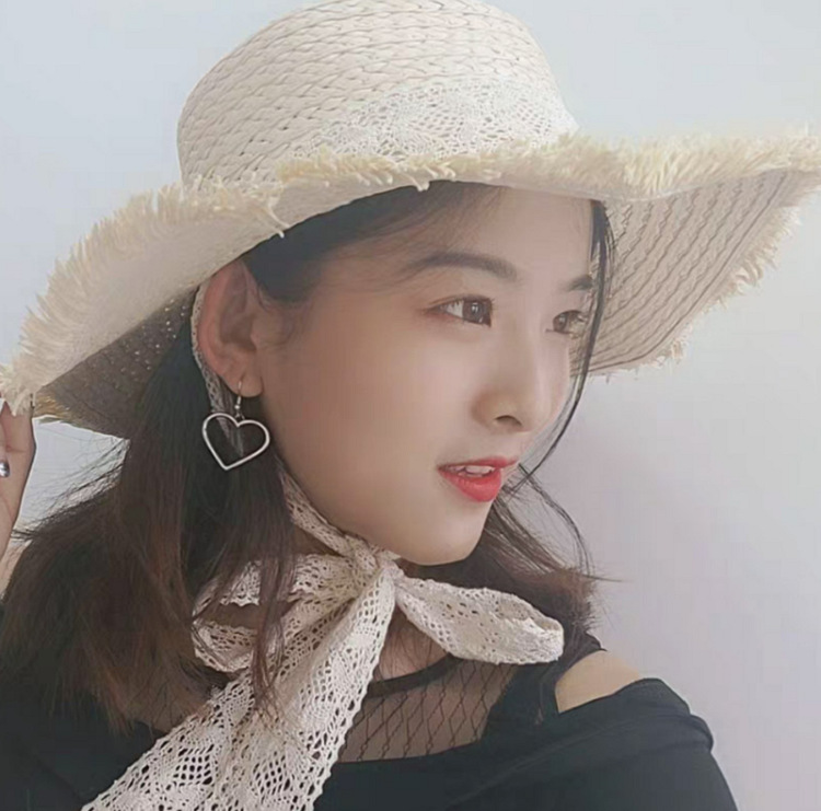 Monochrome lace woolen flat hat sunshade hat