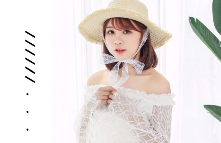 Monochrome lace woolen flat hat sunshade hat