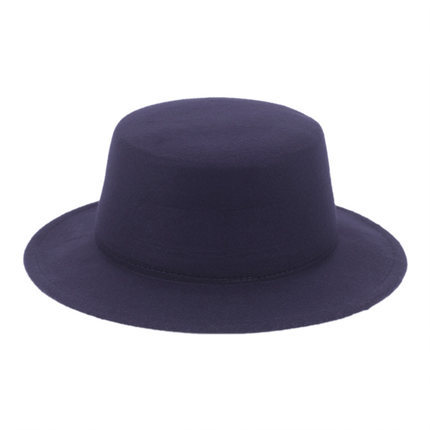 New big brim top hat Retro British flat top flat brim woolen hat for men and women