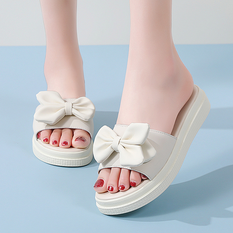 New bow one-line soft-soled slippers