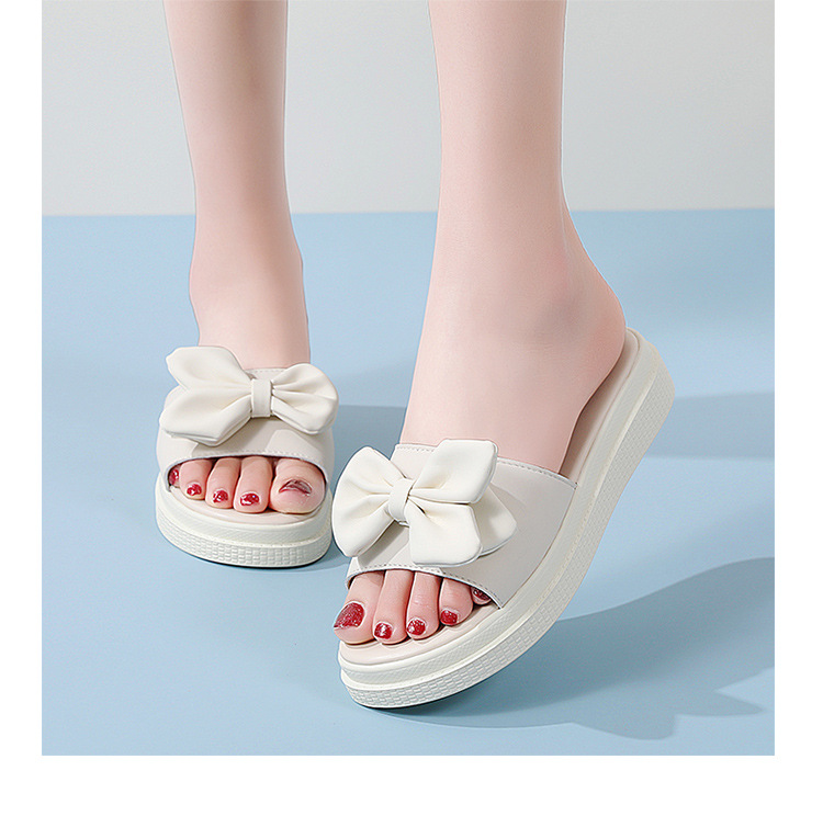 New bow one-line soft-soled slippers