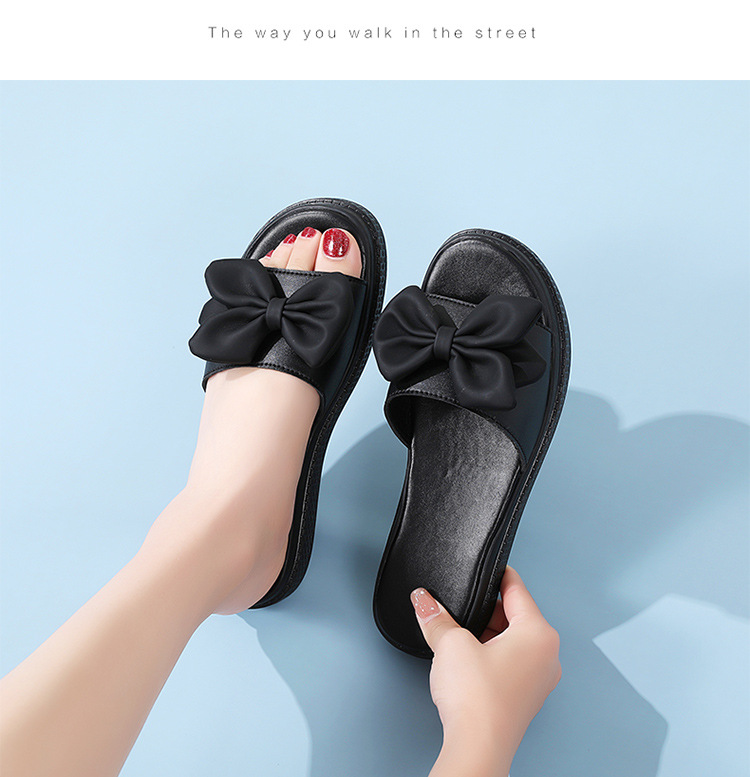 New bow one-line soft-soled slippers