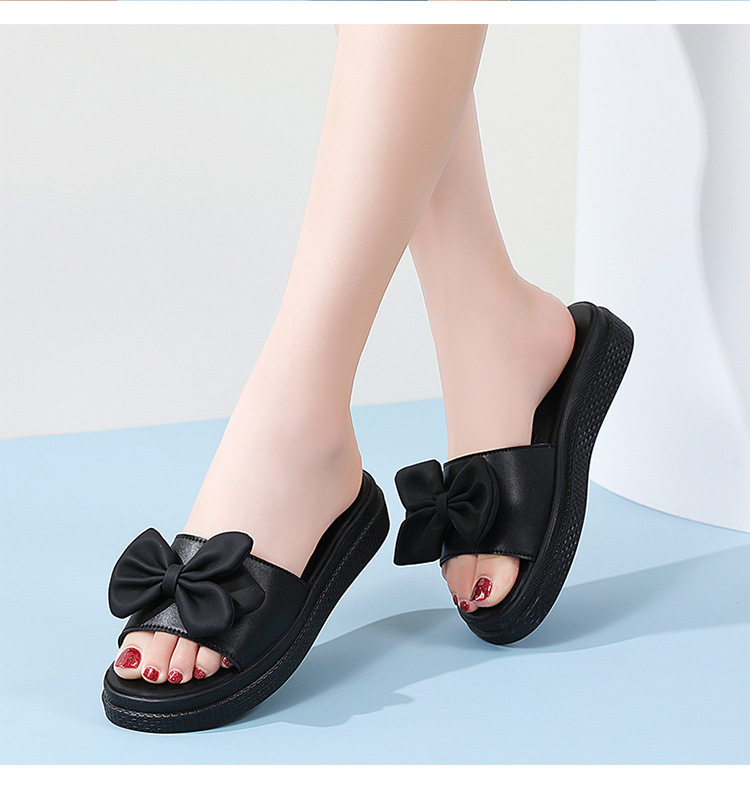 New bow one-line soft-soled slippers