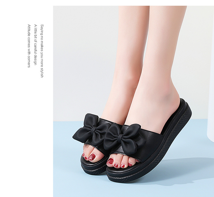 New bow one-line soft-soled slippers