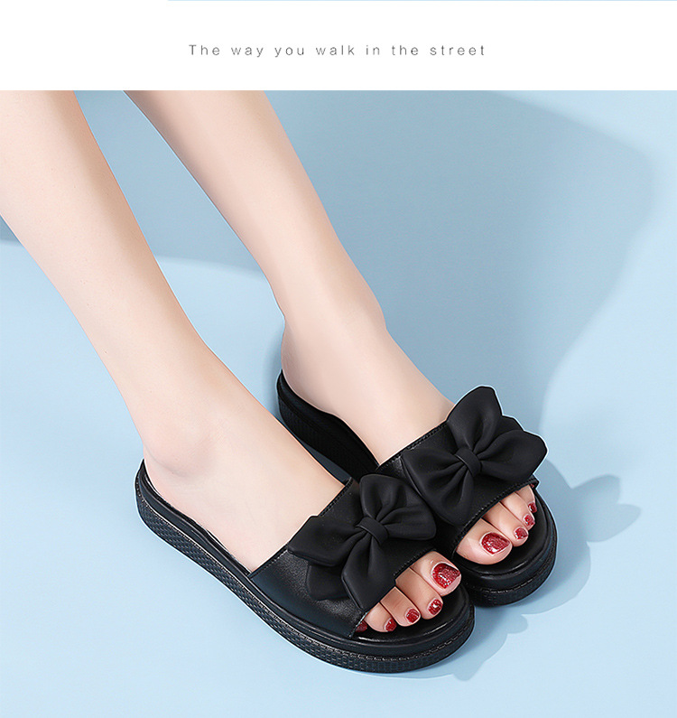 New bow one-line soft-soled slippers