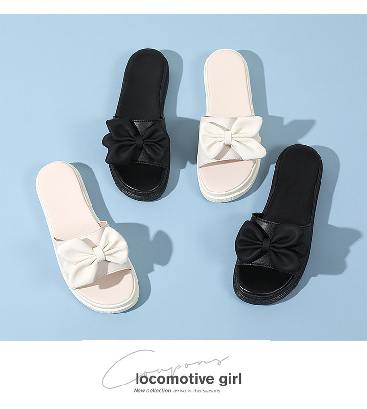 New bow one-line soft-soled slippers