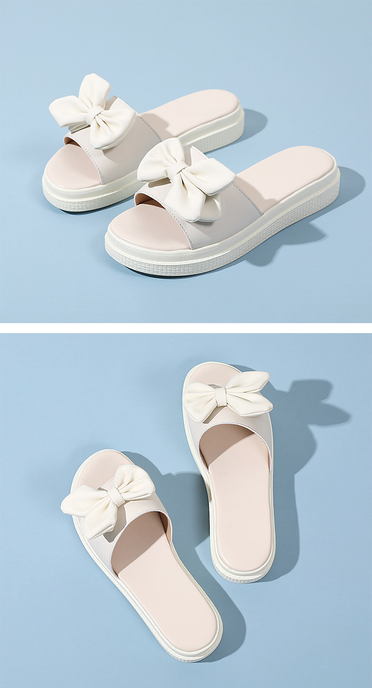 New bow one-line soft-soled slippers