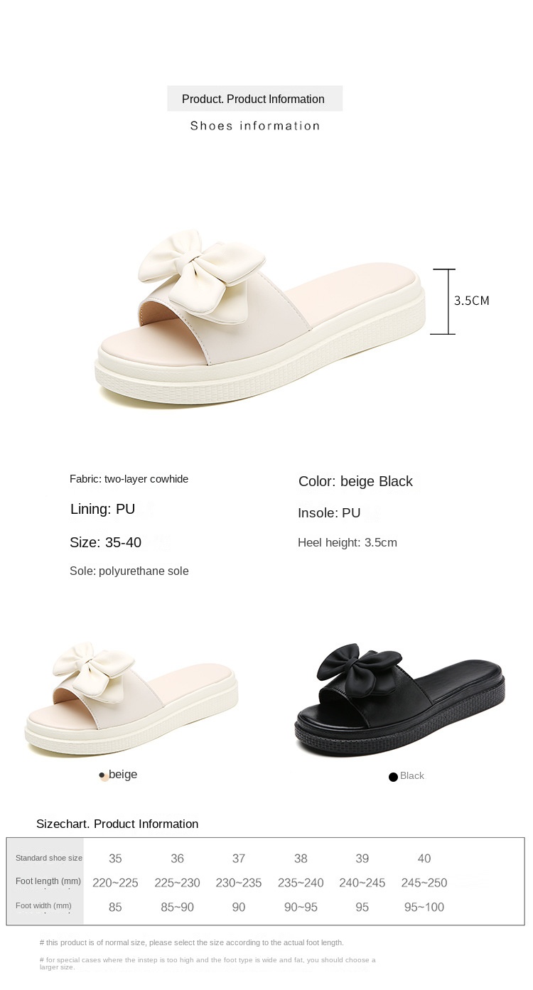New bow one-line soft-soled slippers