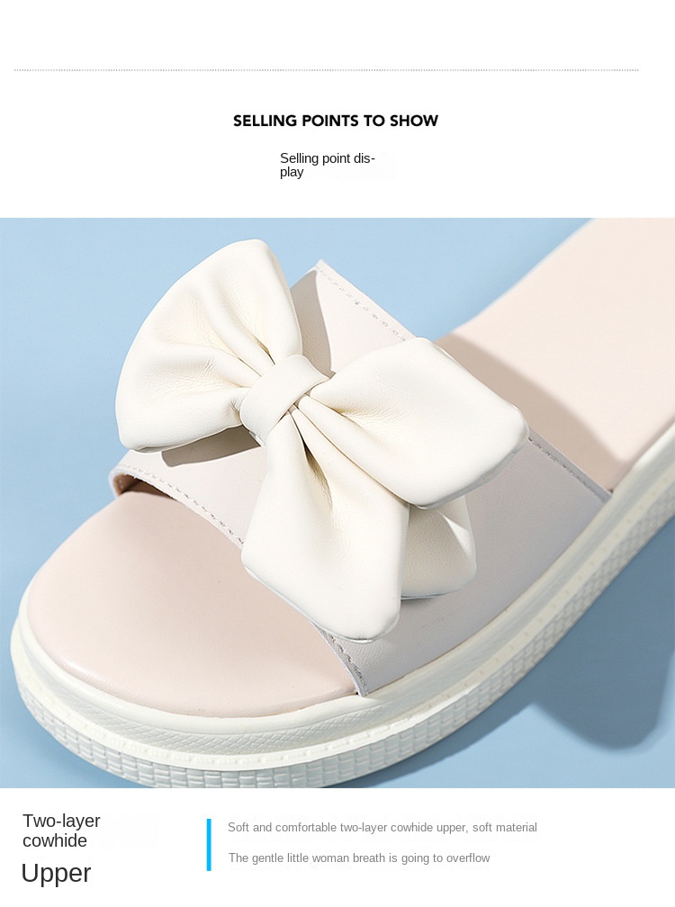New bow one-line soft-soled slippers