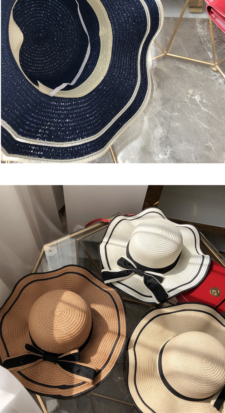 New bow straw hat with big brim