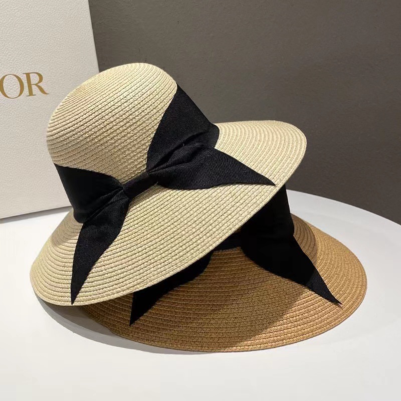 New bow straw hat with big brim