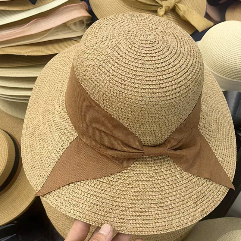 New bow straw hat with big brim