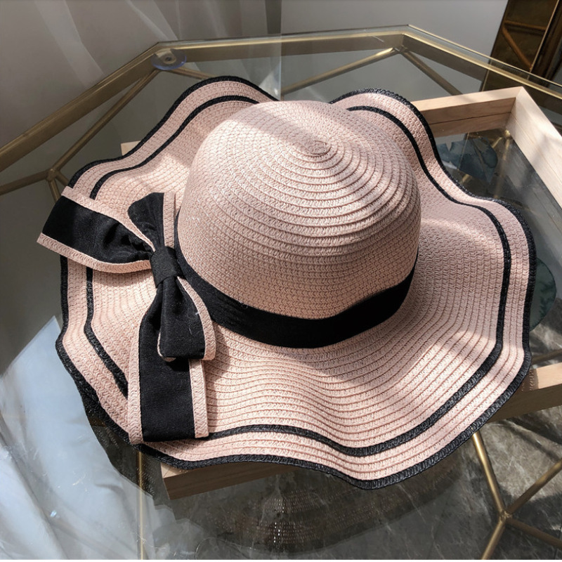 New bow straw hat with big brim