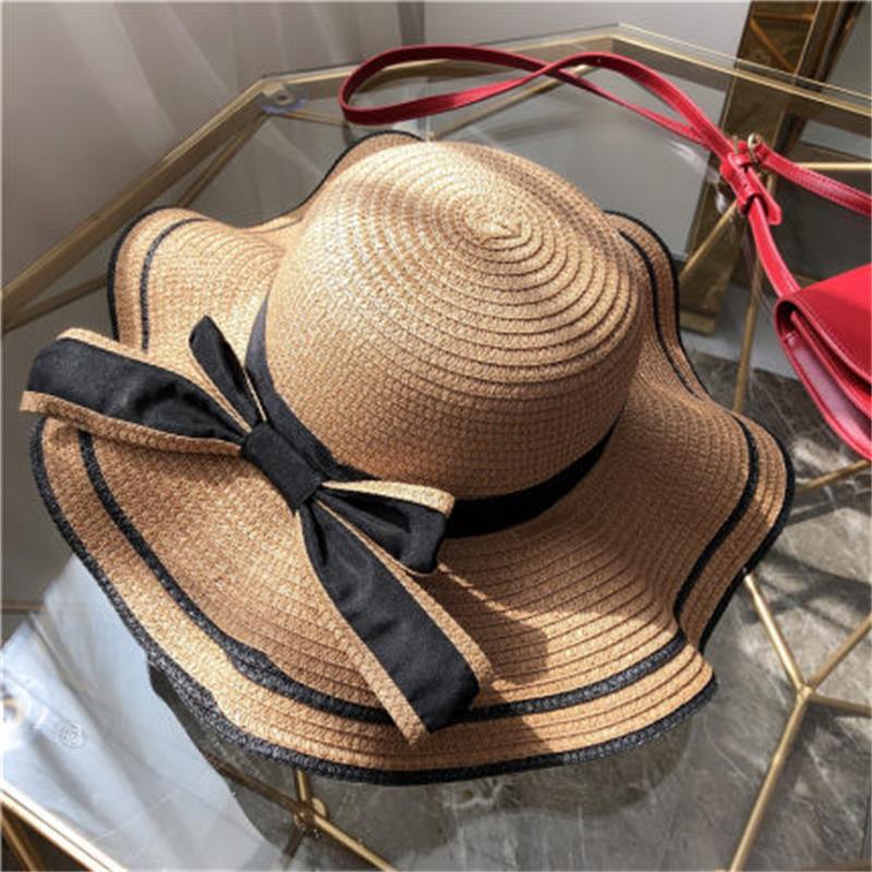 New bow straw hat with big brim