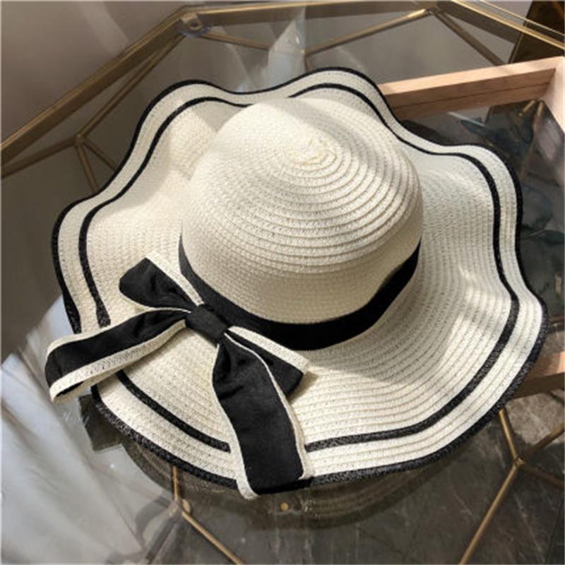 New bow straw hat with big brim