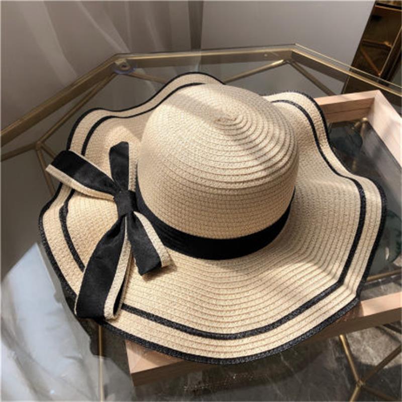 New bow straw hat with big brim