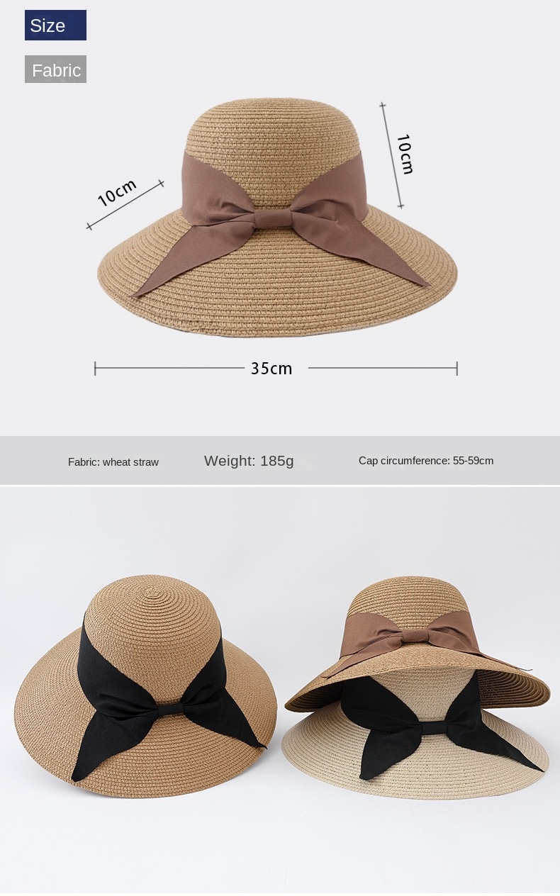 New bow straw hat with big brim