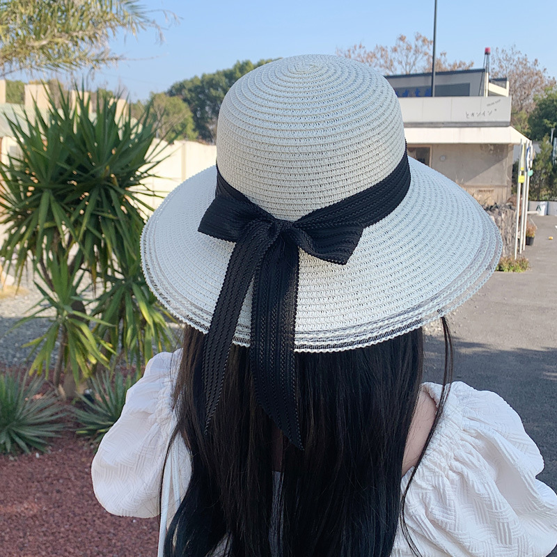 New bow straw hat with big brim