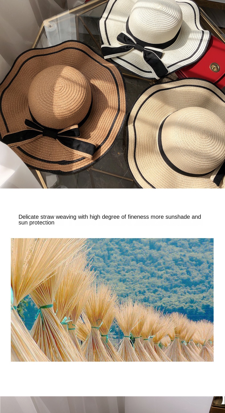 New bow straw hat with big brim